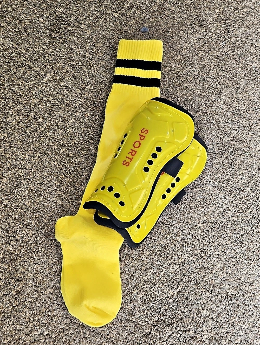 Yellow & Black Soccer Shin Guard And Sock